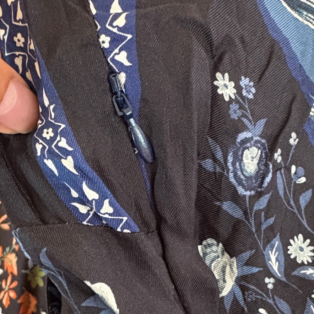 Sandro Navy and Cream Floral Midi Dress - Picture 5 of 6